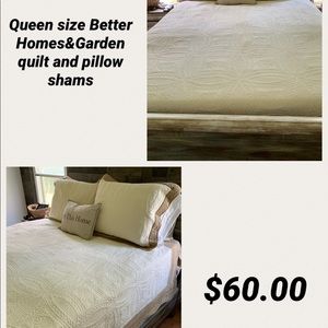 Better Homes &Garden Queen quilt and shams